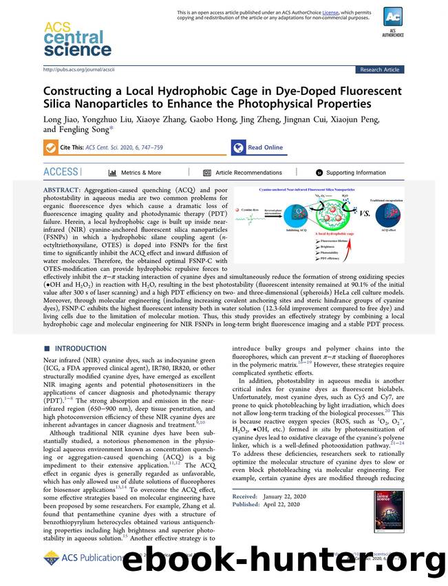 Constructing a Local Hydrophobic Cage in Dye-Doped Fluorescent Silica Nanoparticles to Enhance the Photophysical Properties by unknow
