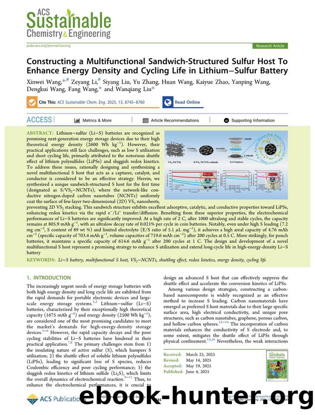 Constructing a Multifunctional Sandwich-Structured Sulfur Host To Enhance Energy Density and Cycling Life in LithiumâSulfur Battery by unknow