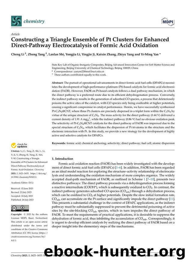 Constructing a Triangle Ensemble of Pt Clusters for Enhanced Direct-Pathway Electrocatalysis of Formic Acid Oxidation by Cheng Li Zheng Tang Lanlan Shi Yongjia Li Yingjie Ji Kaixin Zhang Zhiyu Yang & Yi-Ming Yan