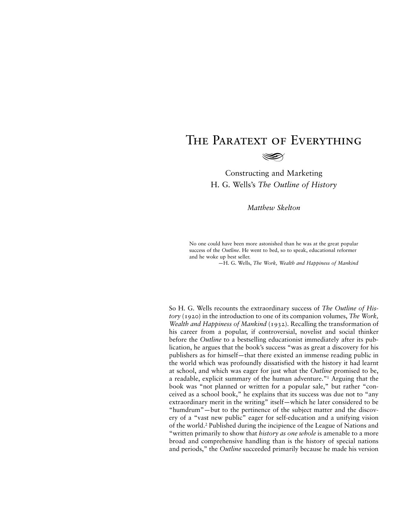 Constructing and Marketing H. G. Wellsâs The Outline of History by Matthew Skelton