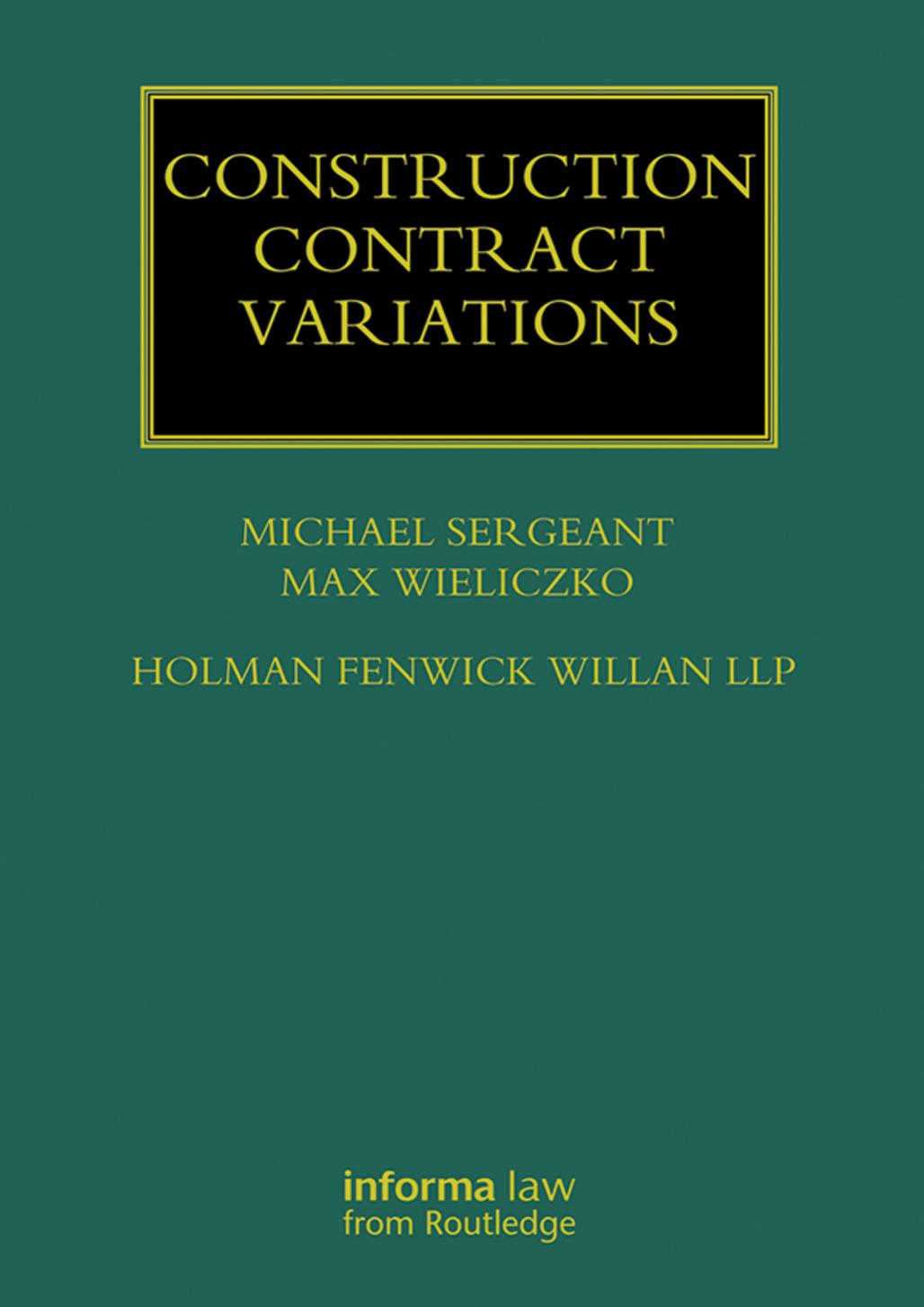 Construction Contract Variations by Michael Sergeant Max Wieliczko