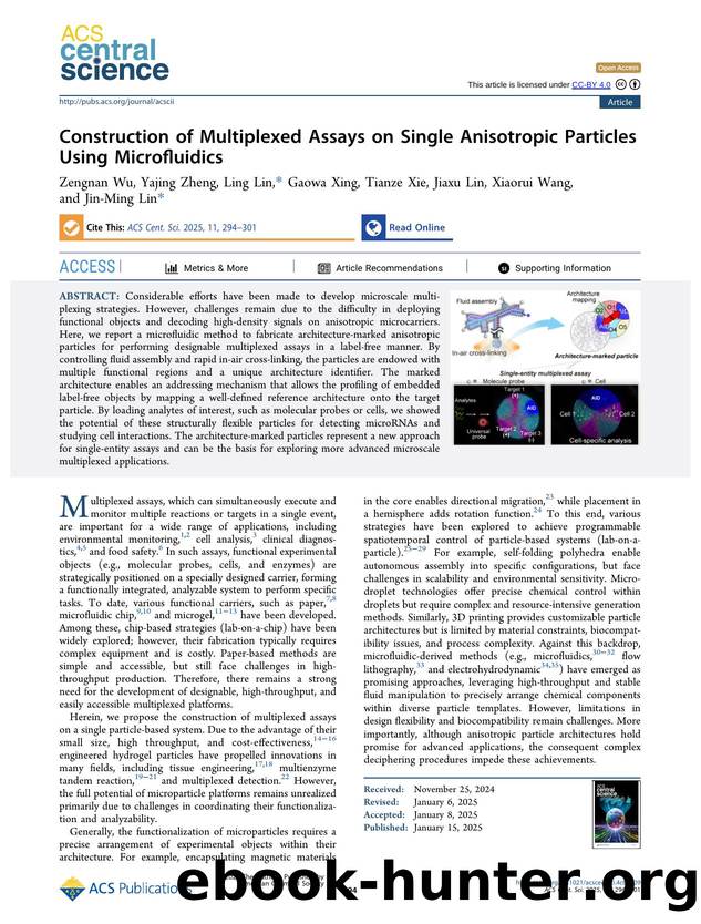 Construction of Multiplexed Assays on Single Anisotropic Particles Using Microfluidics by unknow