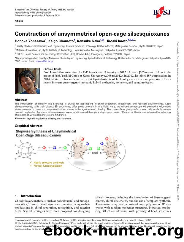 Construction of unsymmetrical open-cage silsesquioxanes by Honoka Yonezawa & Keigo Okamoto & Kensuke Naka & Hiroaki Imoto