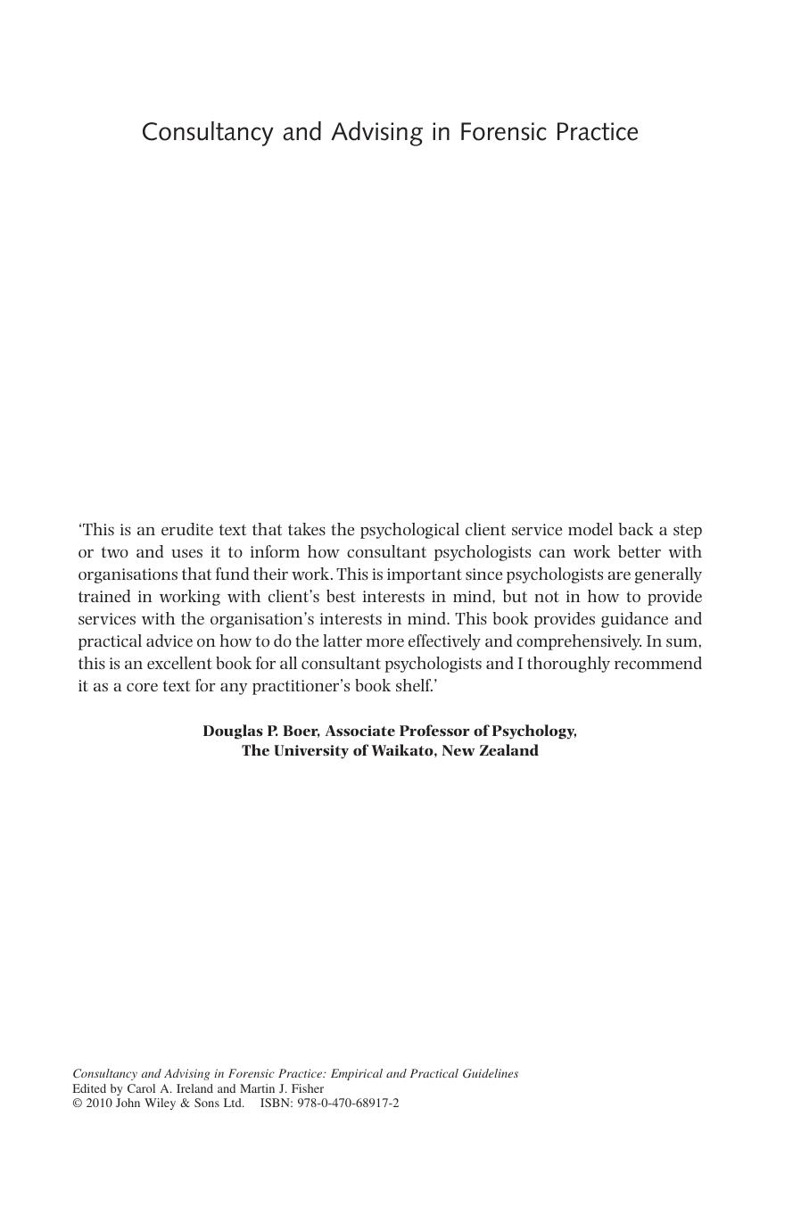 Consultancy and Advising in Forensic Practice: Empirical and Practical Guidelines by Adrian Needs(eds.)