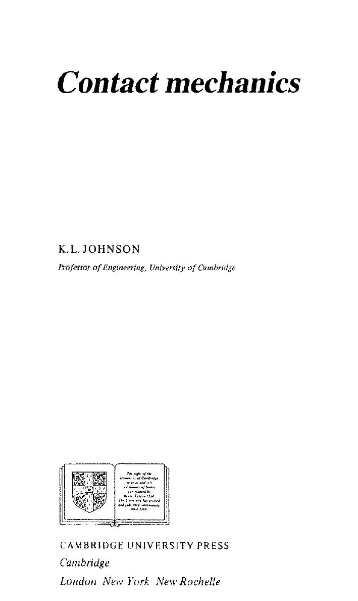 Contact Mechanics by K. L. Johnson