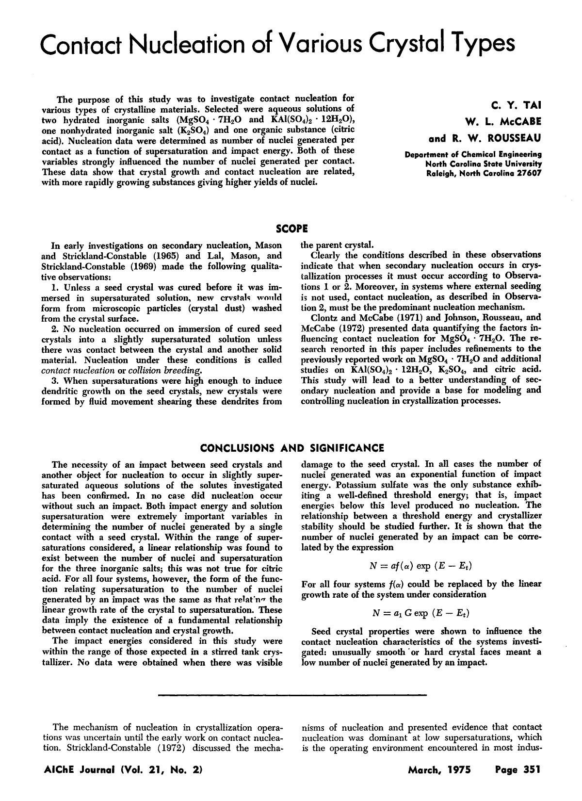 Contact nucleation of various crystal types by Unknown