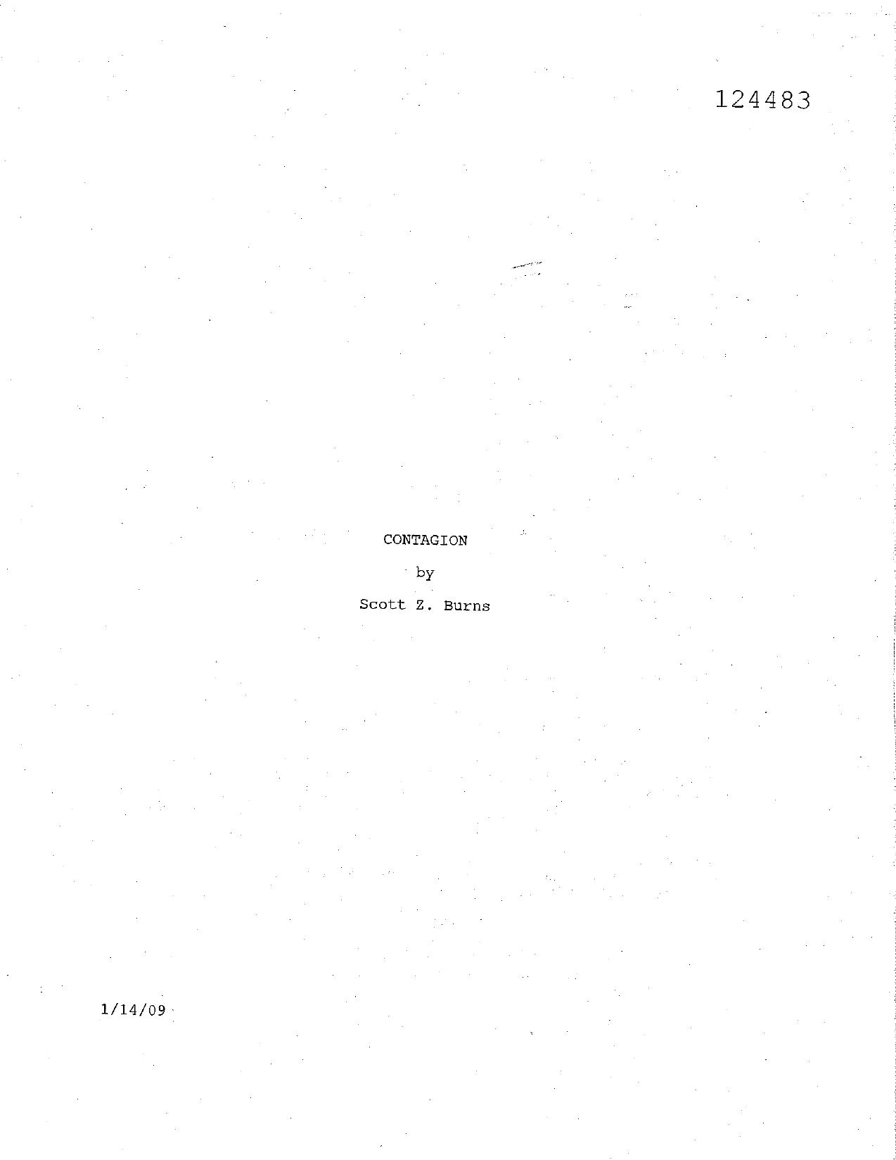 Contagion by Scott Z. Burns (01-14-09) by Unknown
