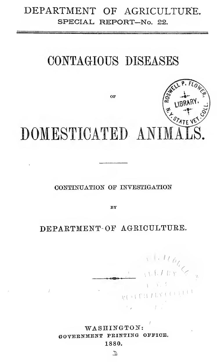 Contagious diseases of domesticated animals by United States. Dept. of Agriculture