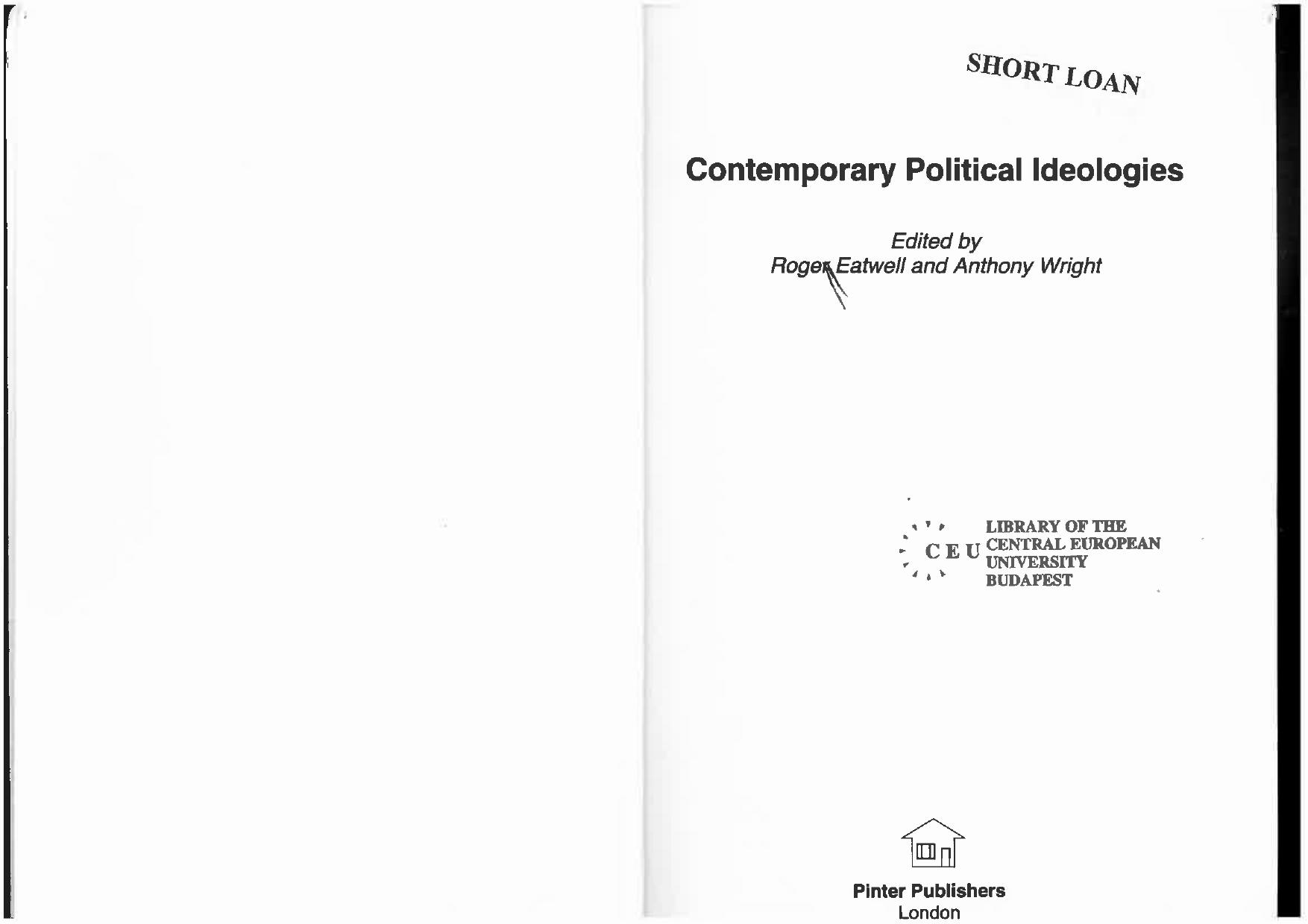 Contemporary Political Ideologies by Anthony Wright Roger Eatwell