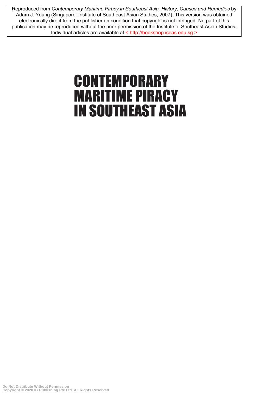 Contemporary maritime piracy in southeast Asia : history, causes and remedies by Adam J. Young