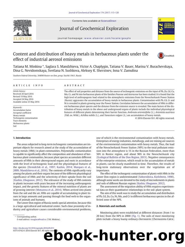 Content and distribution of heavy metals in herbaceous plants under the effect of industrial aerosol emissions by unknow