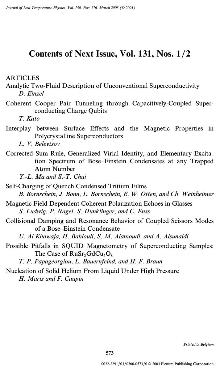 Contents of Next Issue, Vol. 131, Nos. 12 by Unknown