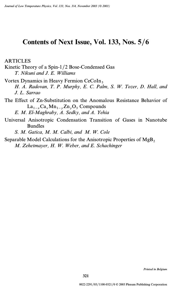 Contents of Next Issue, Vol. 133, Nos. 56 by Unknown