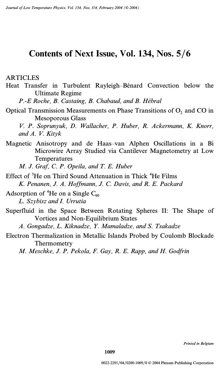 Contents of Next Issue, Vol. 134, Nos. 56 by Unknown