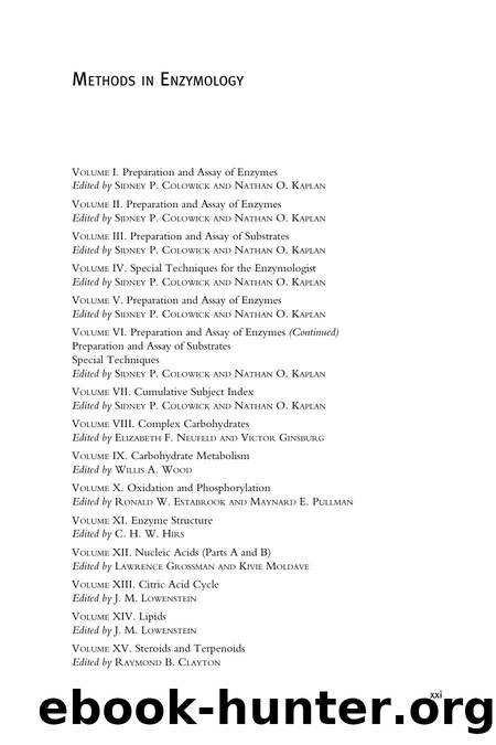 Contents of previous volume by Martin G. Klotz