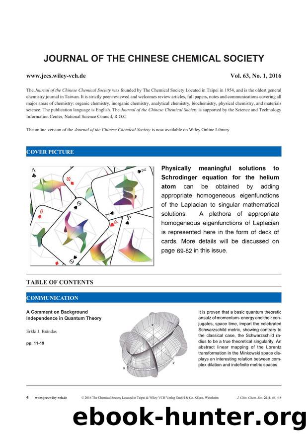 Contents: Journal of the Chinese Chemical Society 12016 by Amvo5