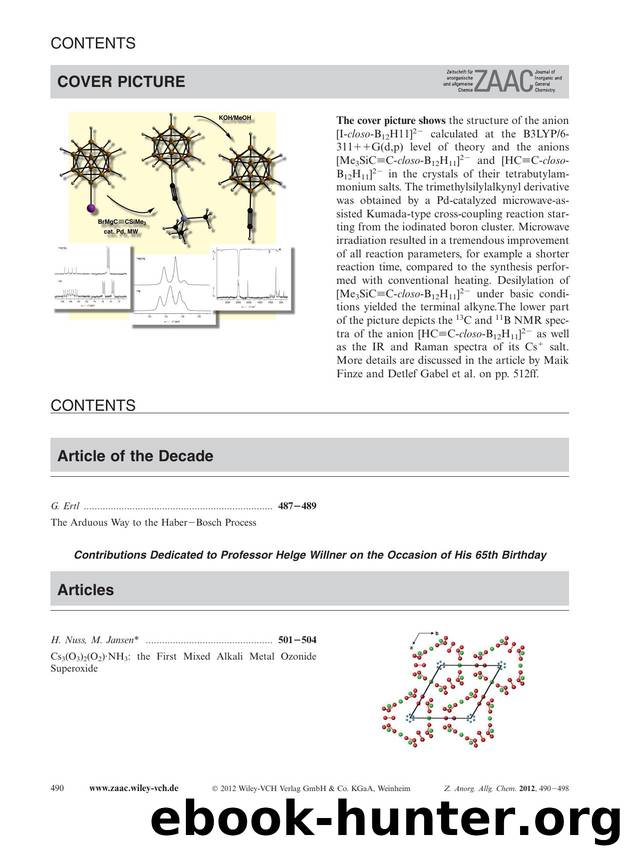 Contents: ZAAC  Journal of Inorganic and General Chemistry 342012 by Unknown
