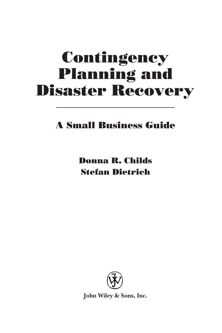Contingency planning and disaster recovery : a small business guide by Unknow