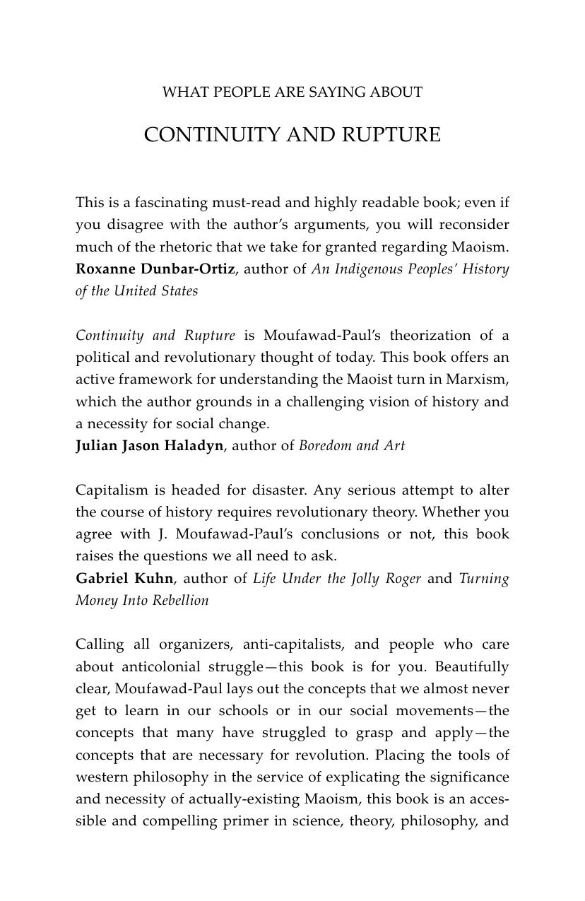 Continuity and Rupture: Philosophy in the Maoist Terrain by J. Moufawad-Paul