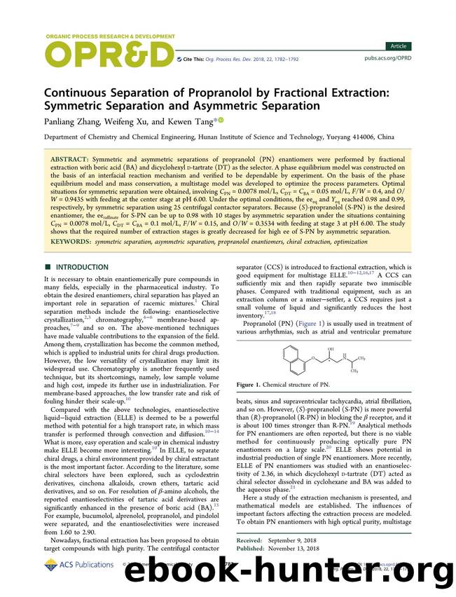 Continuous Separation of Propranolol by Fractional Extraction: Symmetric Separation and Asymmetric Separation by Panliang Zhang; Weifeng Xu; Kewen Tang