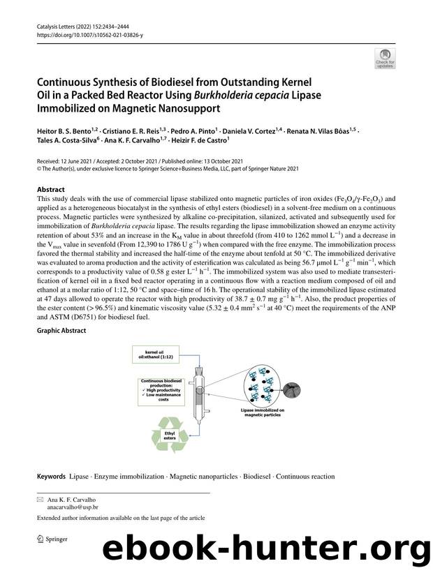 Continuous Synthesis of Biodiesel from Outstanding Kernel Oil in a Packed Bed Reactor Using Burkholderia cepacia Lipase Immobilized on Magnetic Nanosupport by unknow