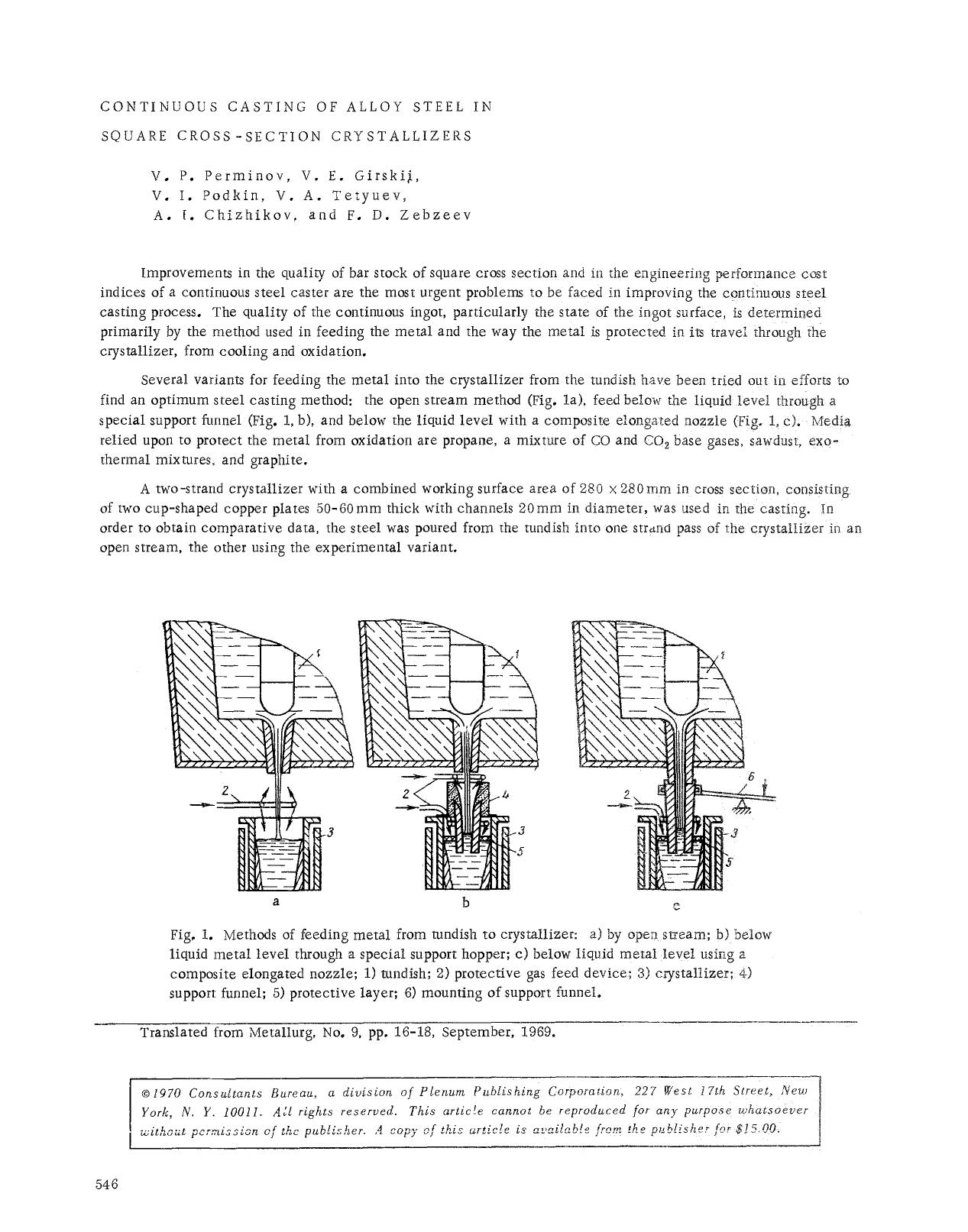 Continuous casting of alloy steel in square cross-section crystallizers by Unknown