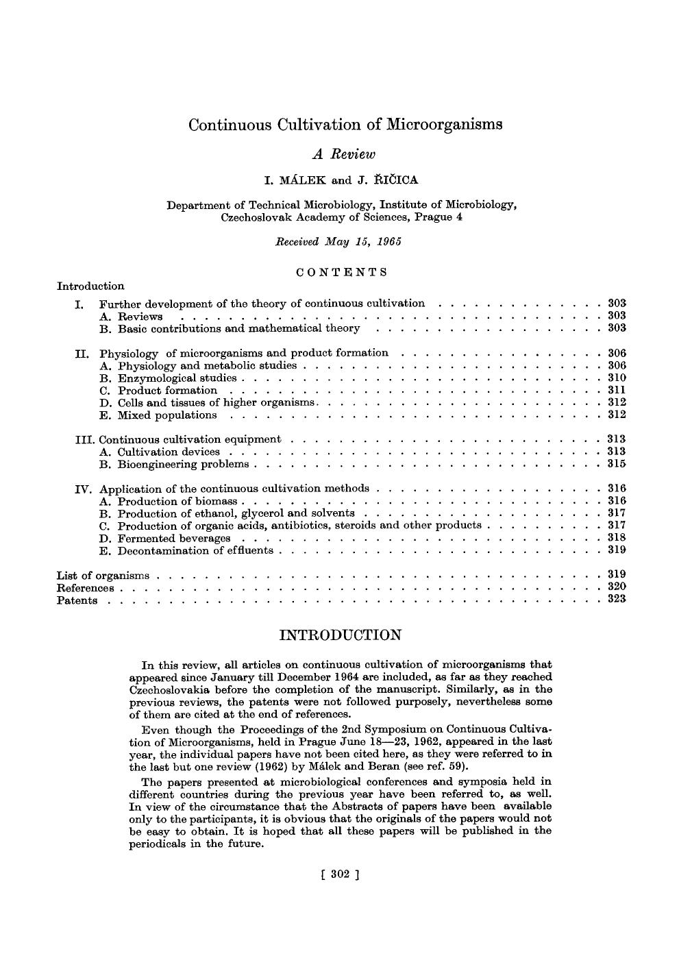 Continuous cultivation of microorganisms by Unknown