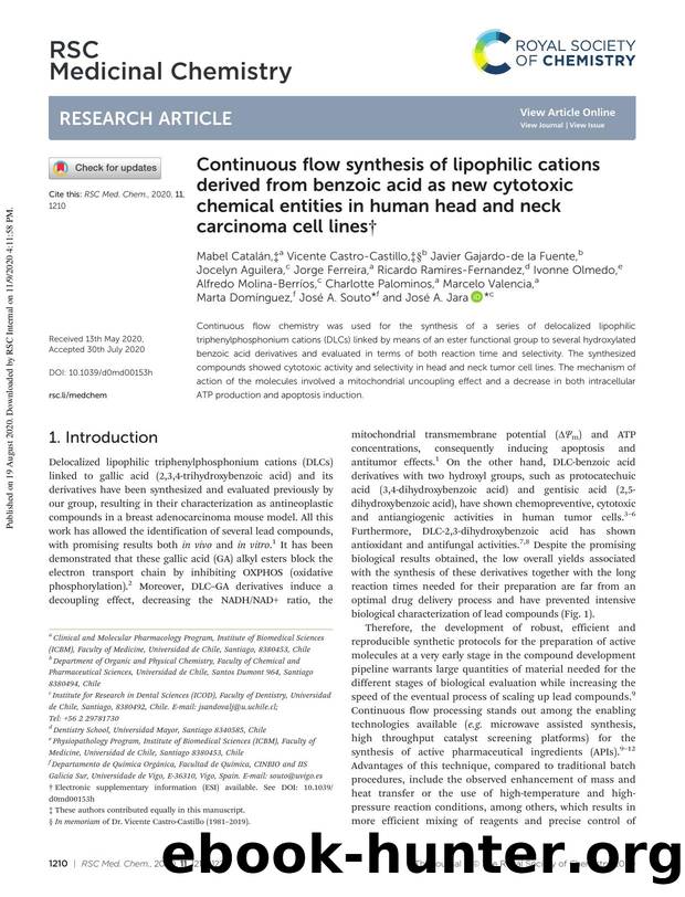 Continuous flow synthesis of lipophilic cations derived from benzoic acid as new cytotoxic chemical entities in human head and neck carcinoma cell lines by unknow