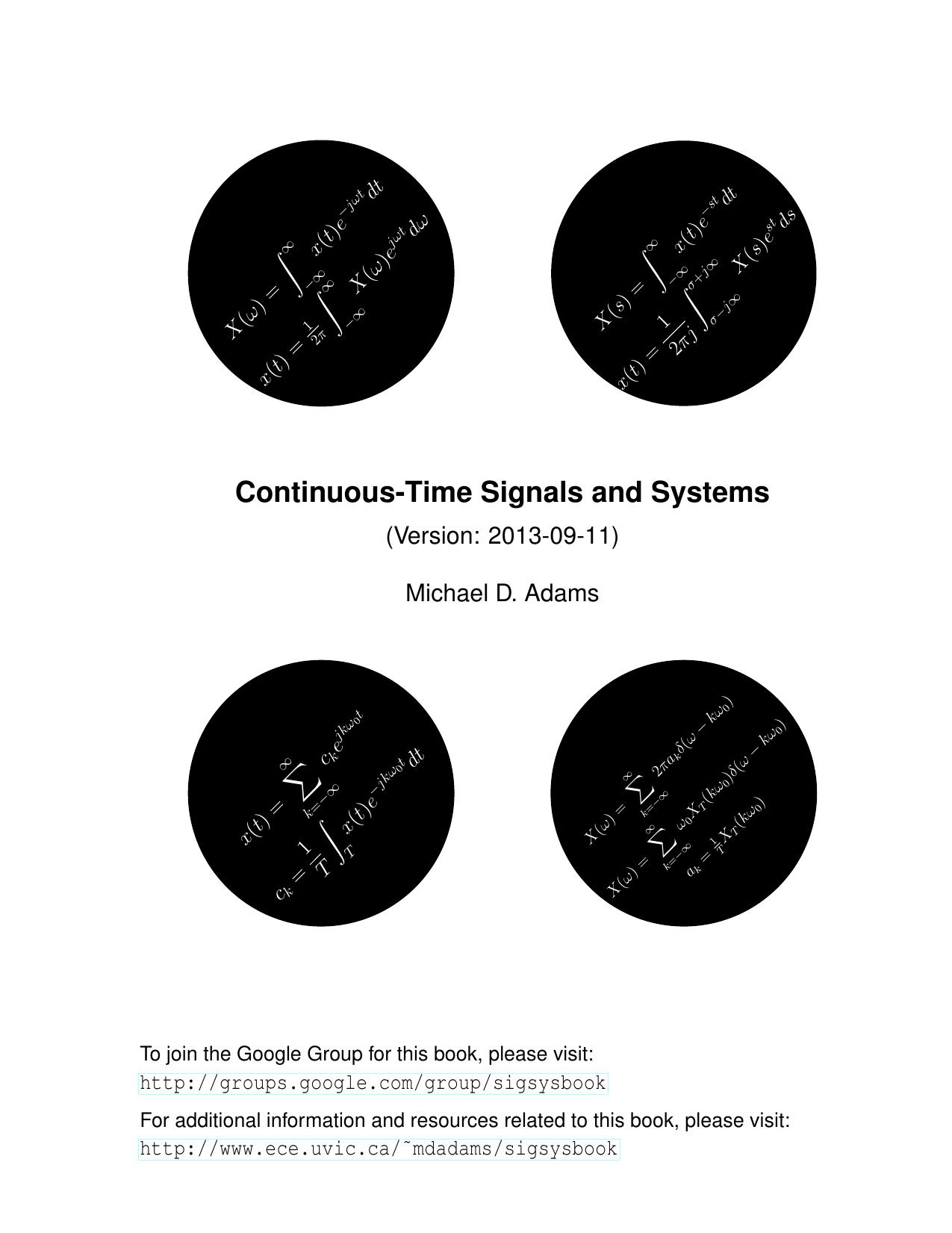 Continuous-Time Signals and Systems by Michael D. Adams