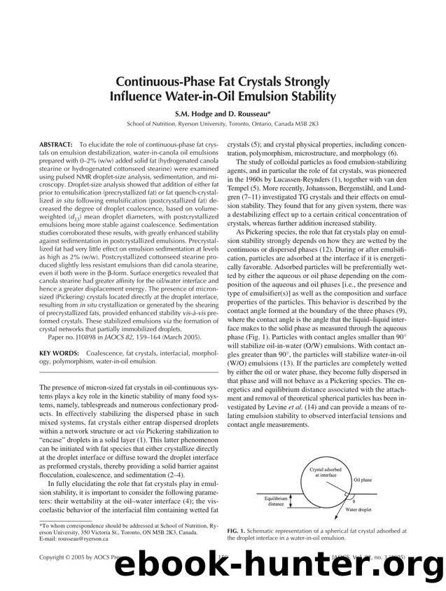 Continuous-phase fat crystals strongly influence water-in-oil emulsion stability by Unknown