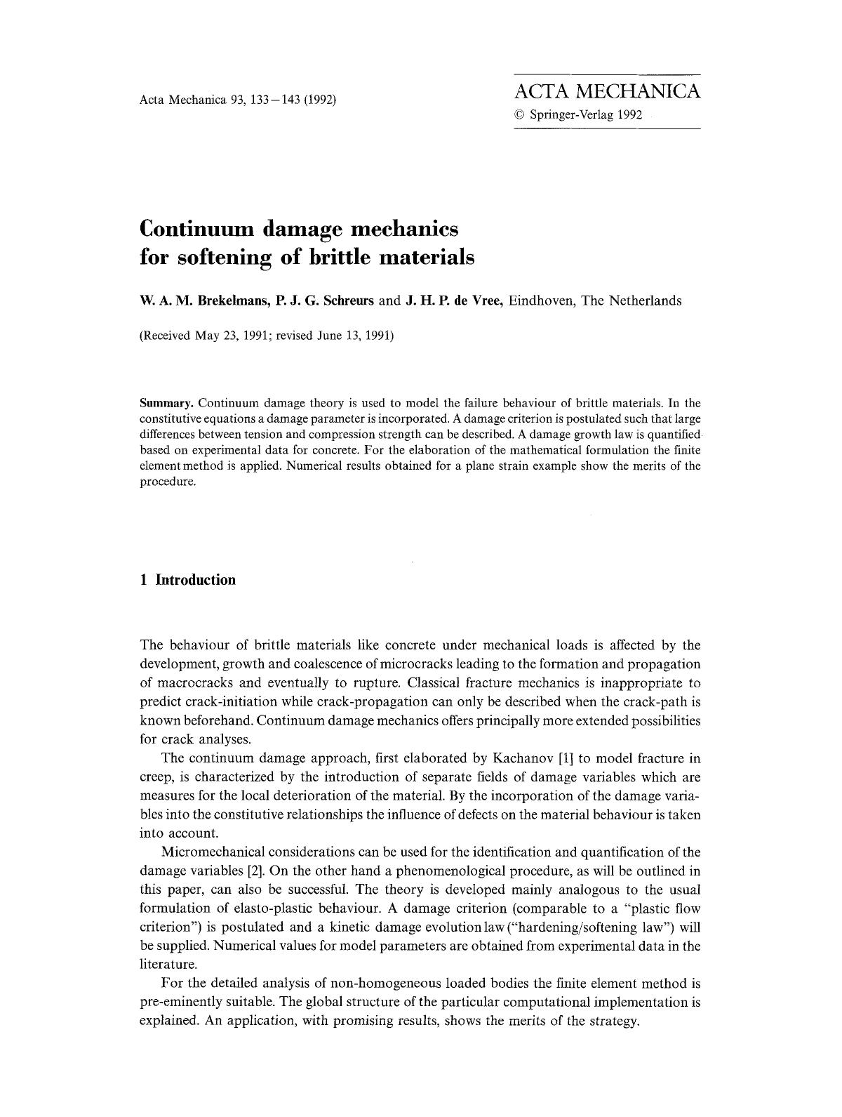 Continuum damage mechanics for softening of brittle materials by Unknown