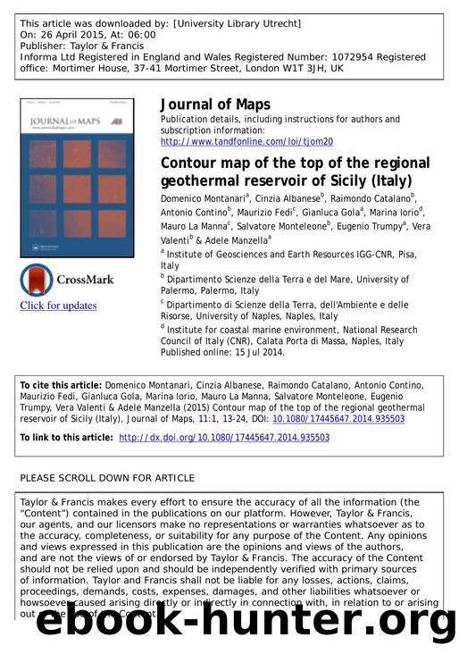 Contour map of the top of the regional geothermal reservoir of Sicily (Italy) by Domenico Montanari