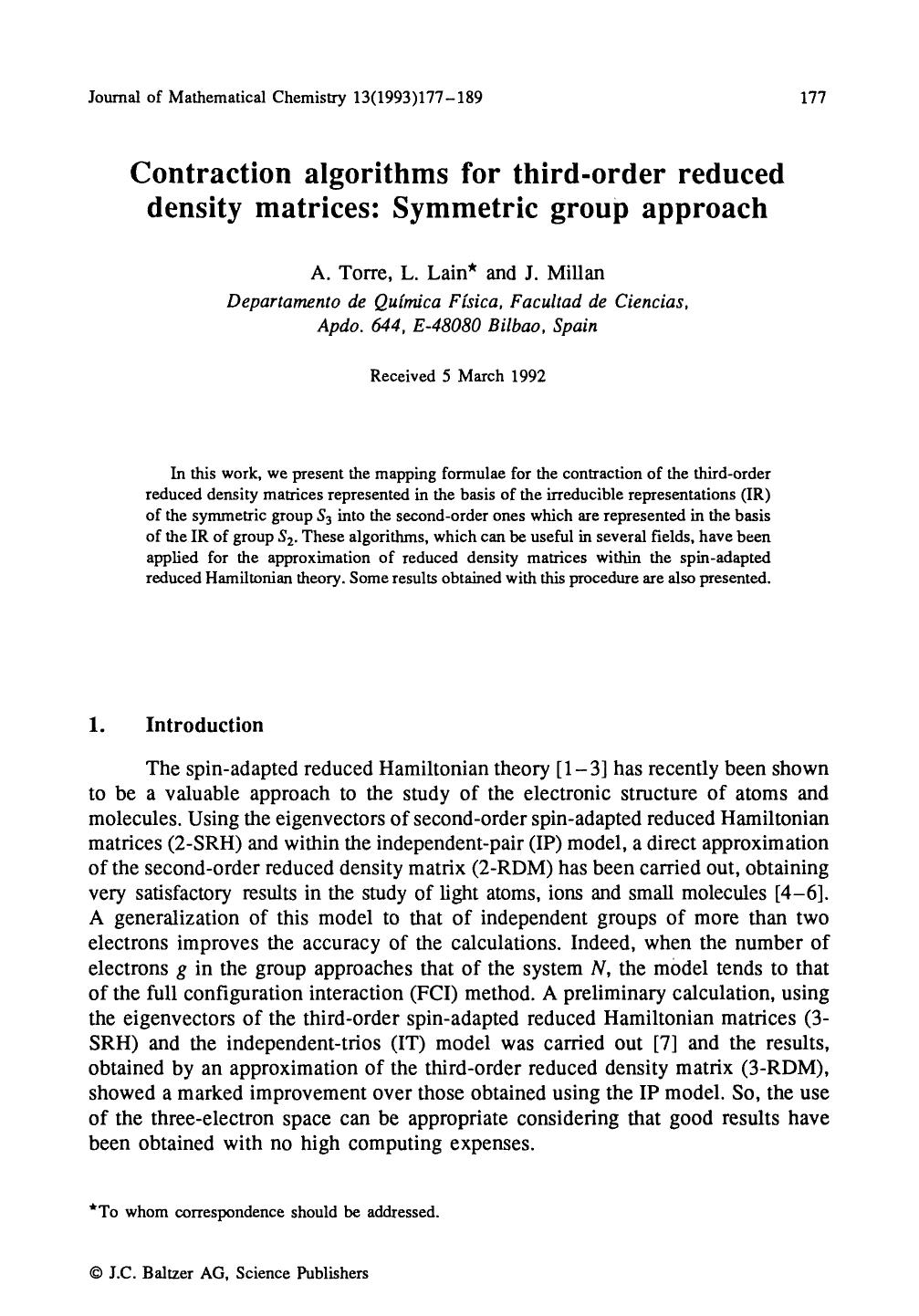 Contraction algorithms for third-order reduced density matrices: Symmetric group approach by Unknown