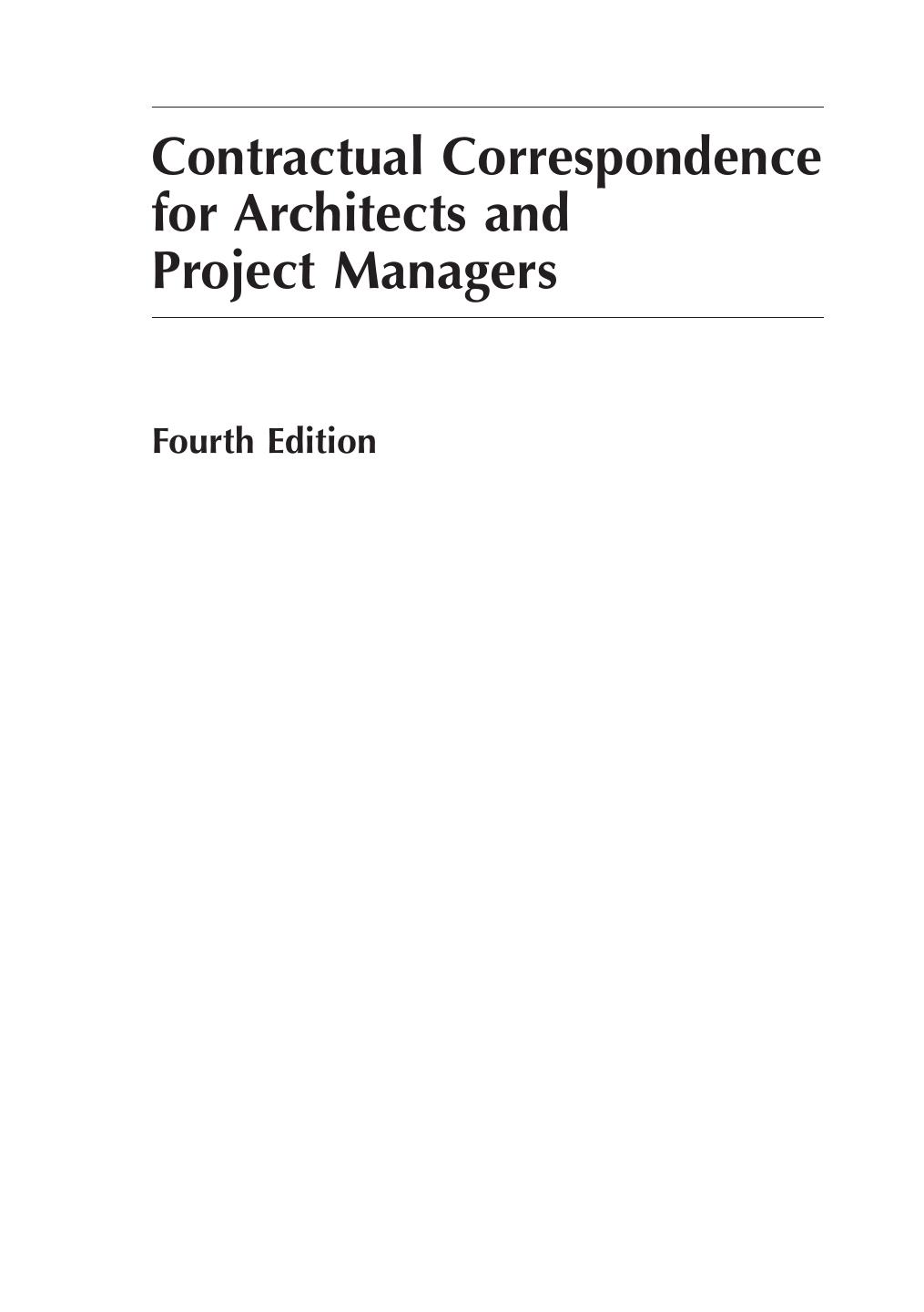Contractual Correspondence for Architects and Project Managers, Fourth Edition by David Chappell(auth.)