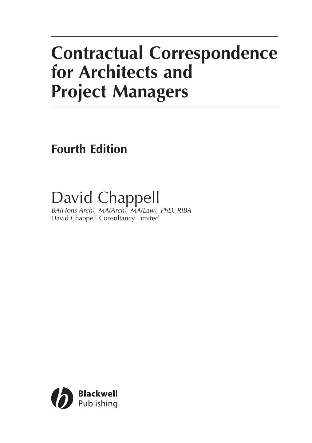 Contractual correspondence for architects and project managers by David Chappell