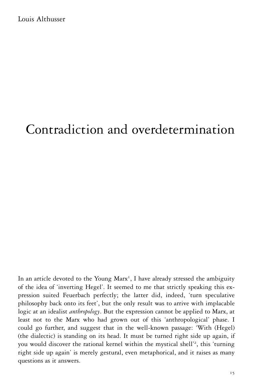 Contradiction and overdetermination by Louis Althusser