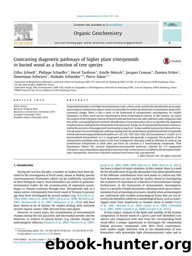 Contrasting diagenetic pathways of higher plant triterpenoids in buried wood as a function of tree species by unknow