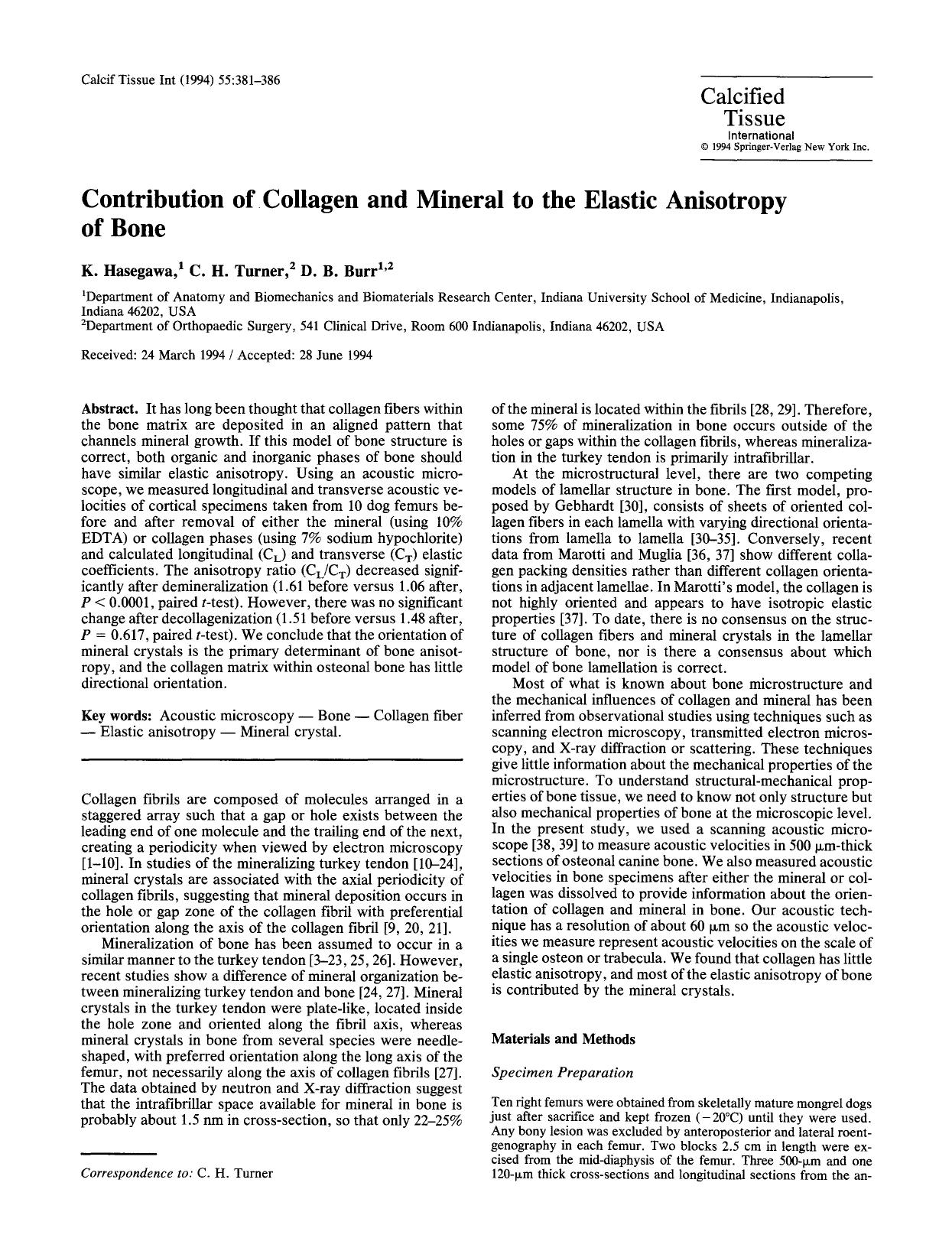Contribution of collagen and mineral to the elastic anisotropy of bone by Unknown