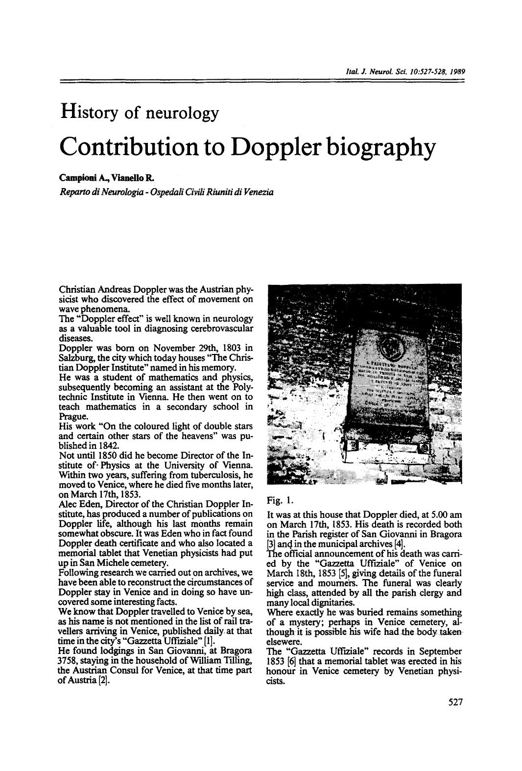 Contribution to Doppler biography by Unknown