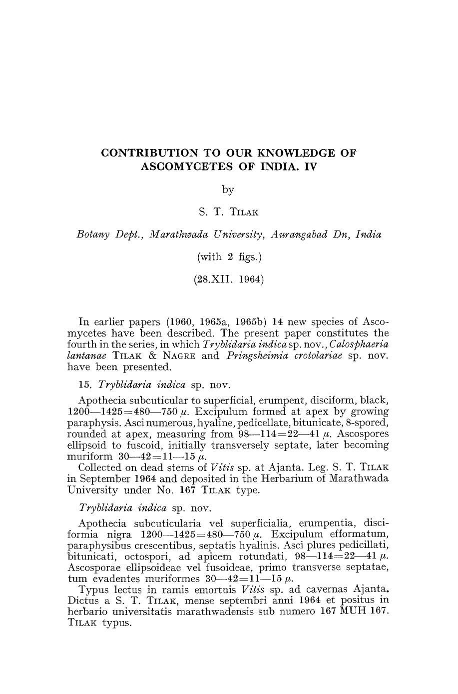 Contribution to our knowledge of ascomycetes of India. IV by Unknown