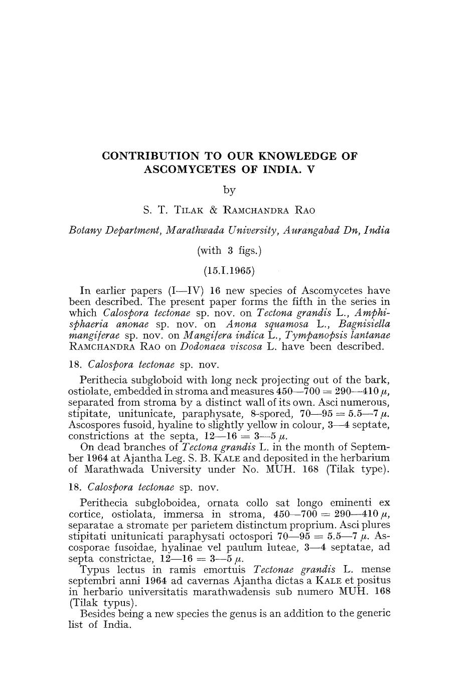 Contribution to our knowledge of ascomycetes of India. V by Unknown