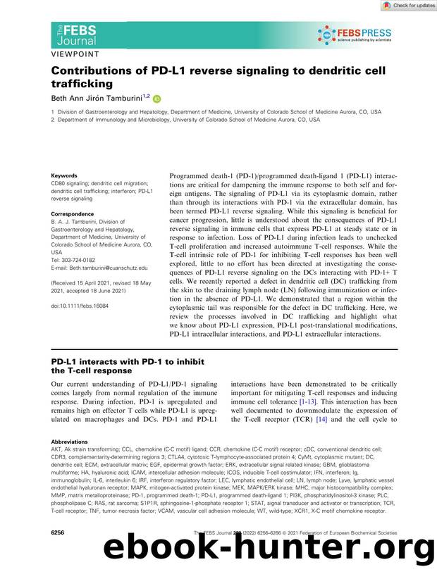 Contributions of PDâL1 reverse signaling to dendritic cell trafficking by Unknown