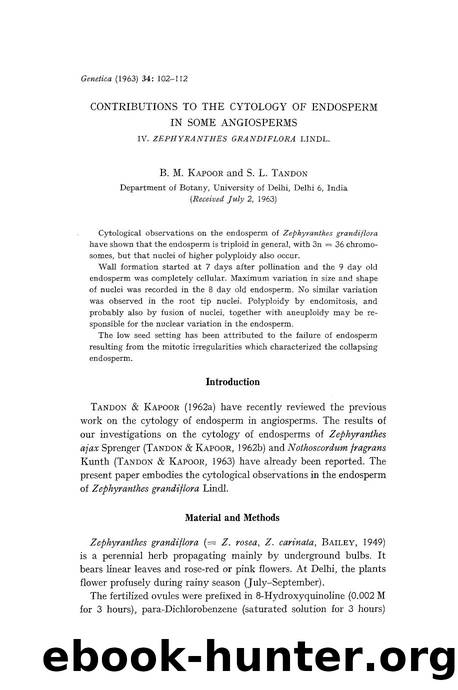 Contributions to the cytology of endosperm in some angiosperms by Unknown