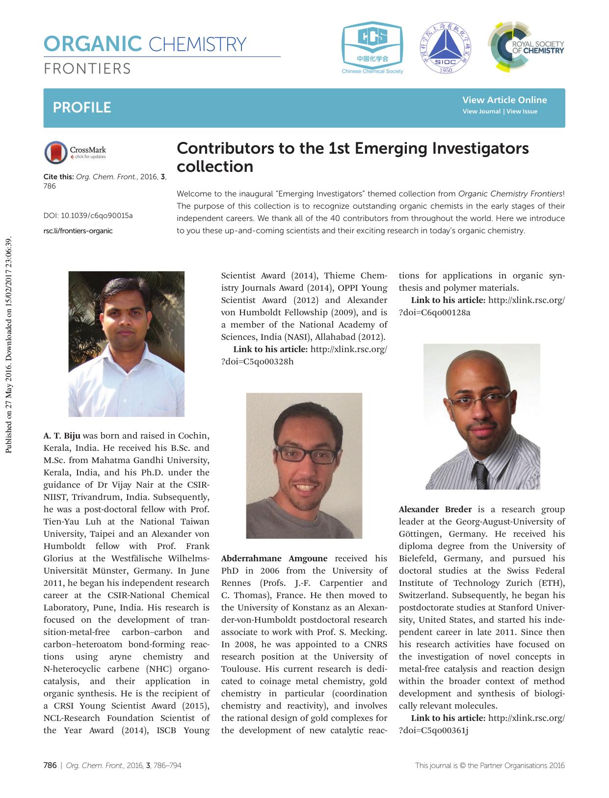 Contributors to the 1st Emerging Investigators collection by 4