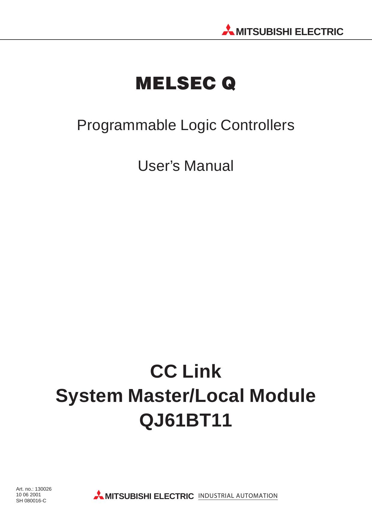 Control & Communication Link System MasterLocal Module User's Manual by Unknown