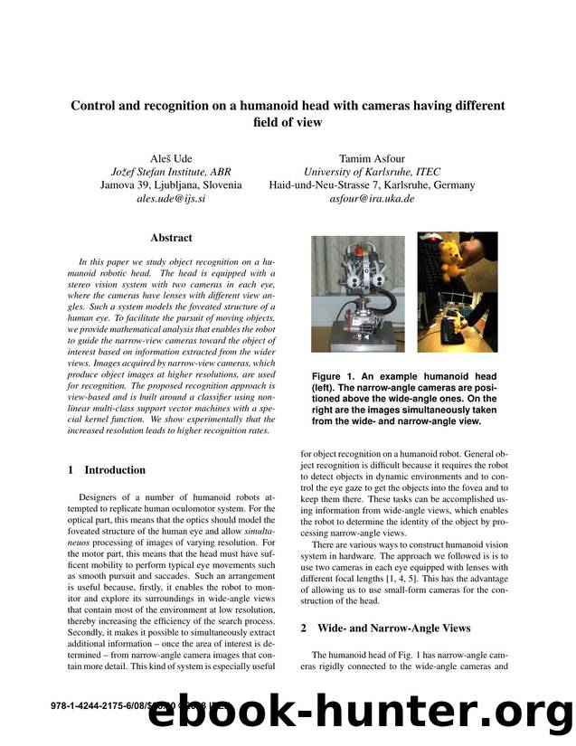 Control and recognition on a humanoid head with cameras having different field of view by 