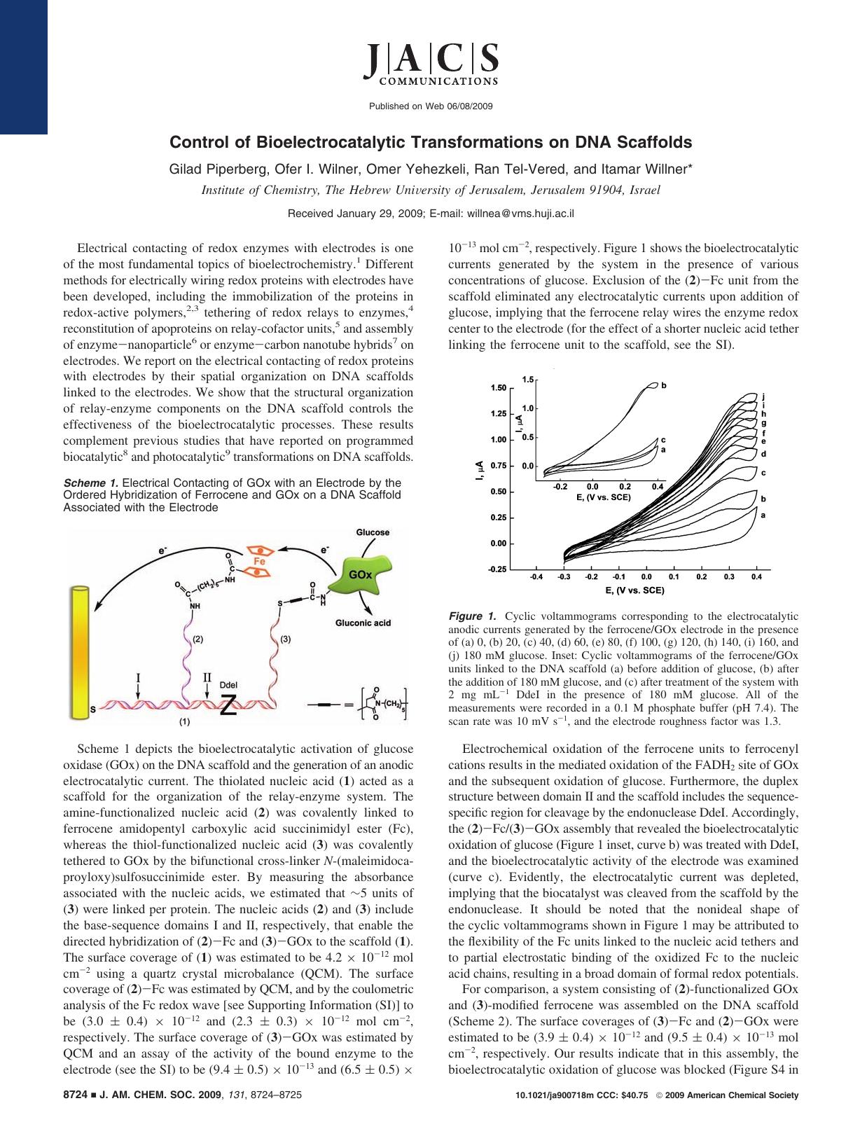 Control of Bioelectrocatalytic Transformations on DNA Scaffolds by unknow