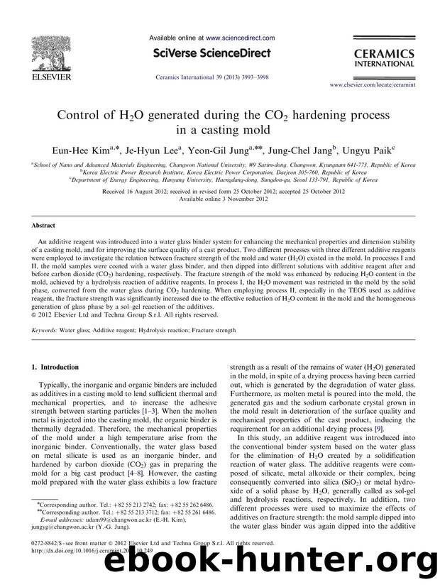 Control of H2O generated during the CO2 hardening process in a casting mold by Eun-Hee Kim & Je-Hyun Lee & Yeon-Gil Jung & Jung-Chel Jang & Ungyu Paik