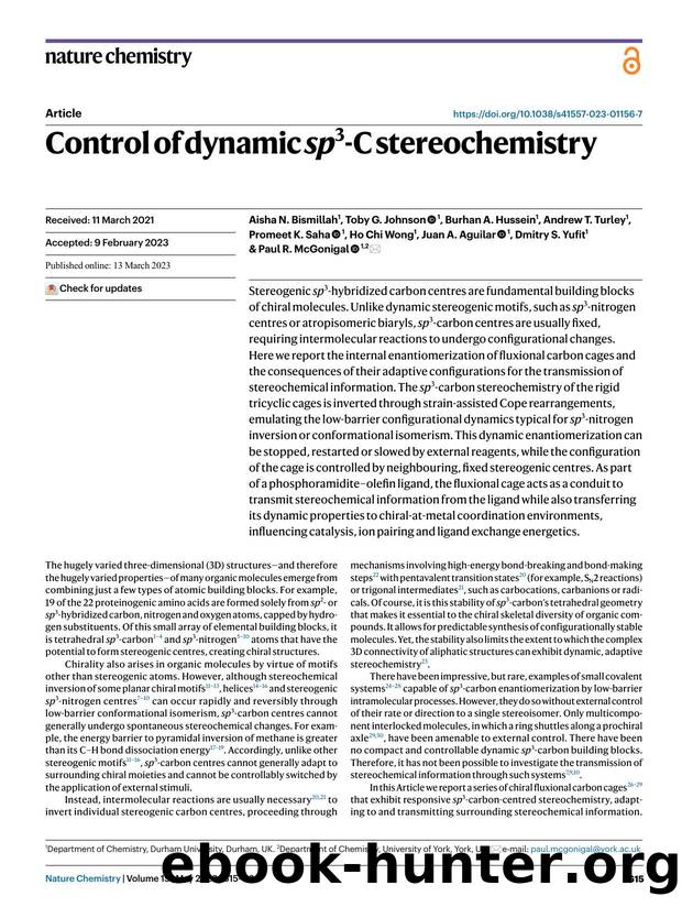 Control of dynamic sp3-C stereochemistry by unknow