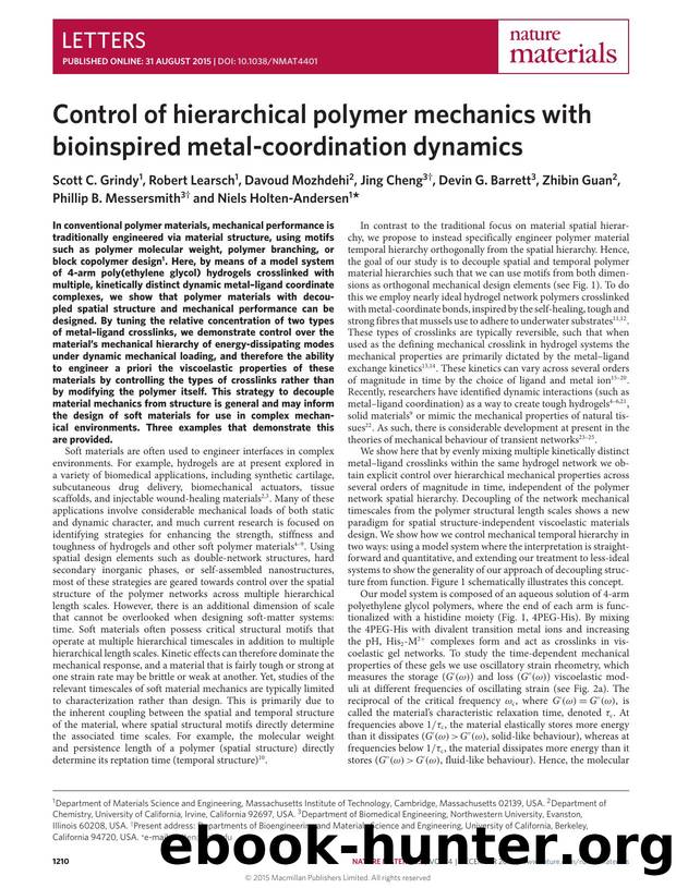 Control of hierarchical polymer mechanics with bioinspired metal-coordination dynamics by unknow